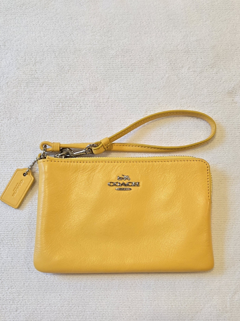 Coach Yellow Leather Wristlet Zip Pouch